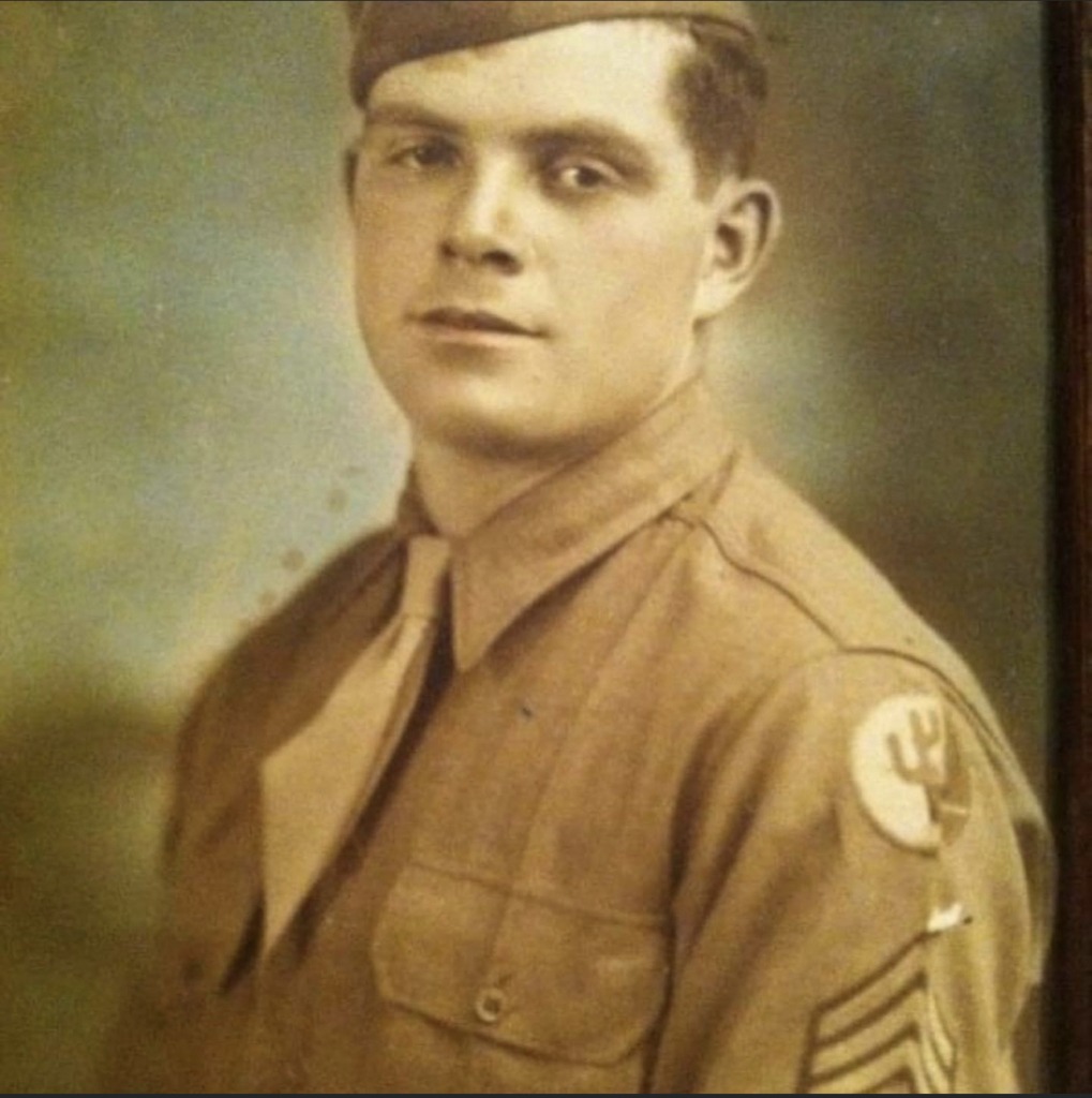 Carl Hobbs in his WWII military uniform grandfather of Todd A. Tressler, II